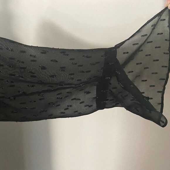 Theory Scarf Metallic Silk Long Sleeves Black Sheer Dress Size 8 - Picture 7 of 9